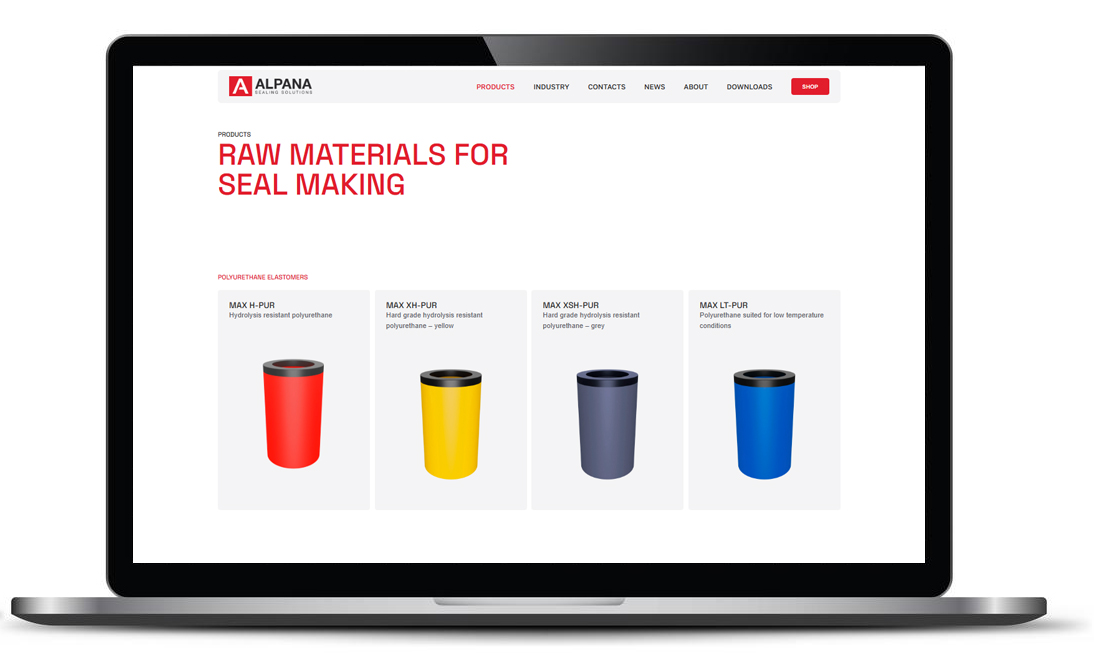 Alpana Seals raw materials digital product catalogue