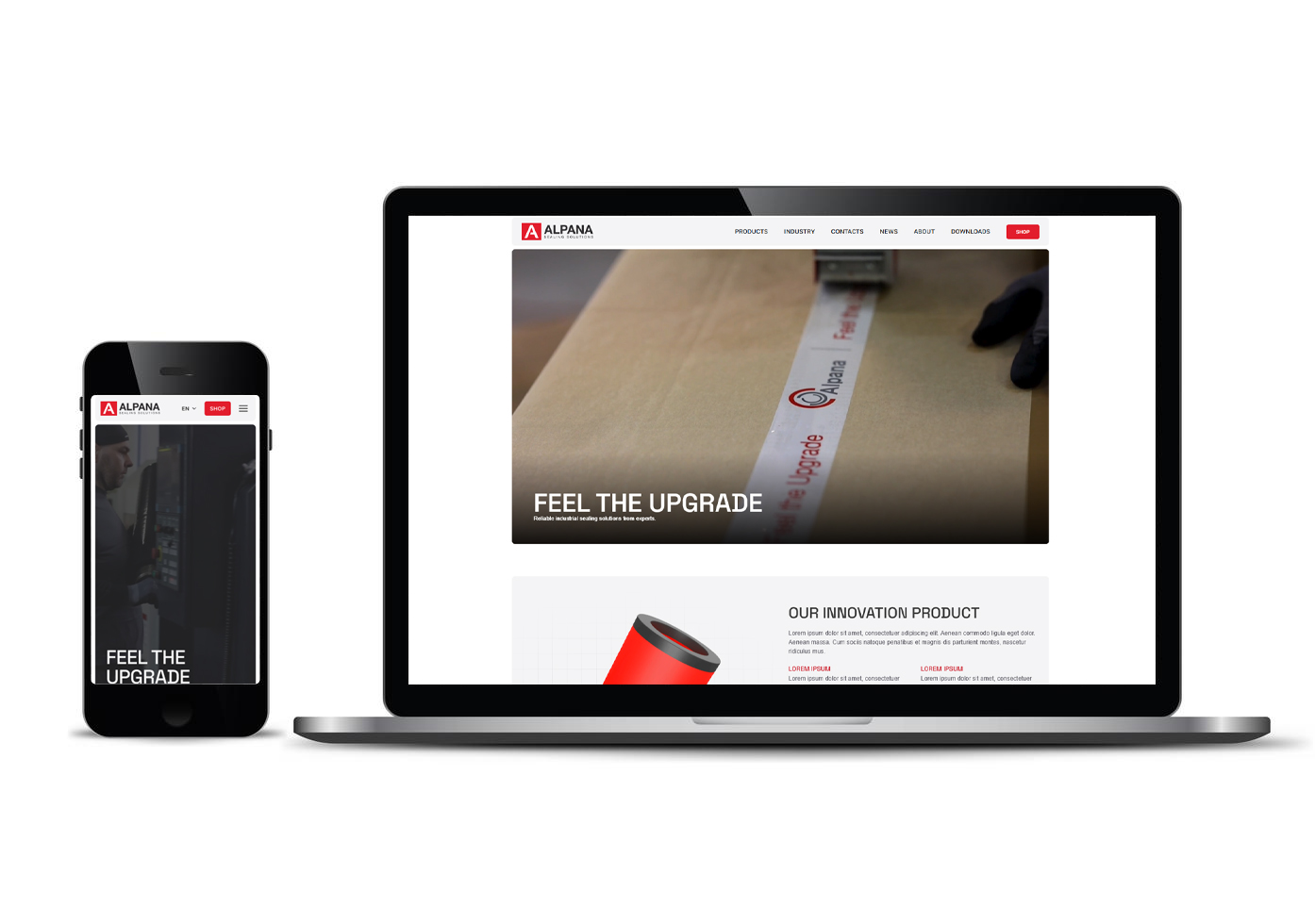 Responsive Alpana Seals Industrie-Website auf Desktop und Mobil angezeigt